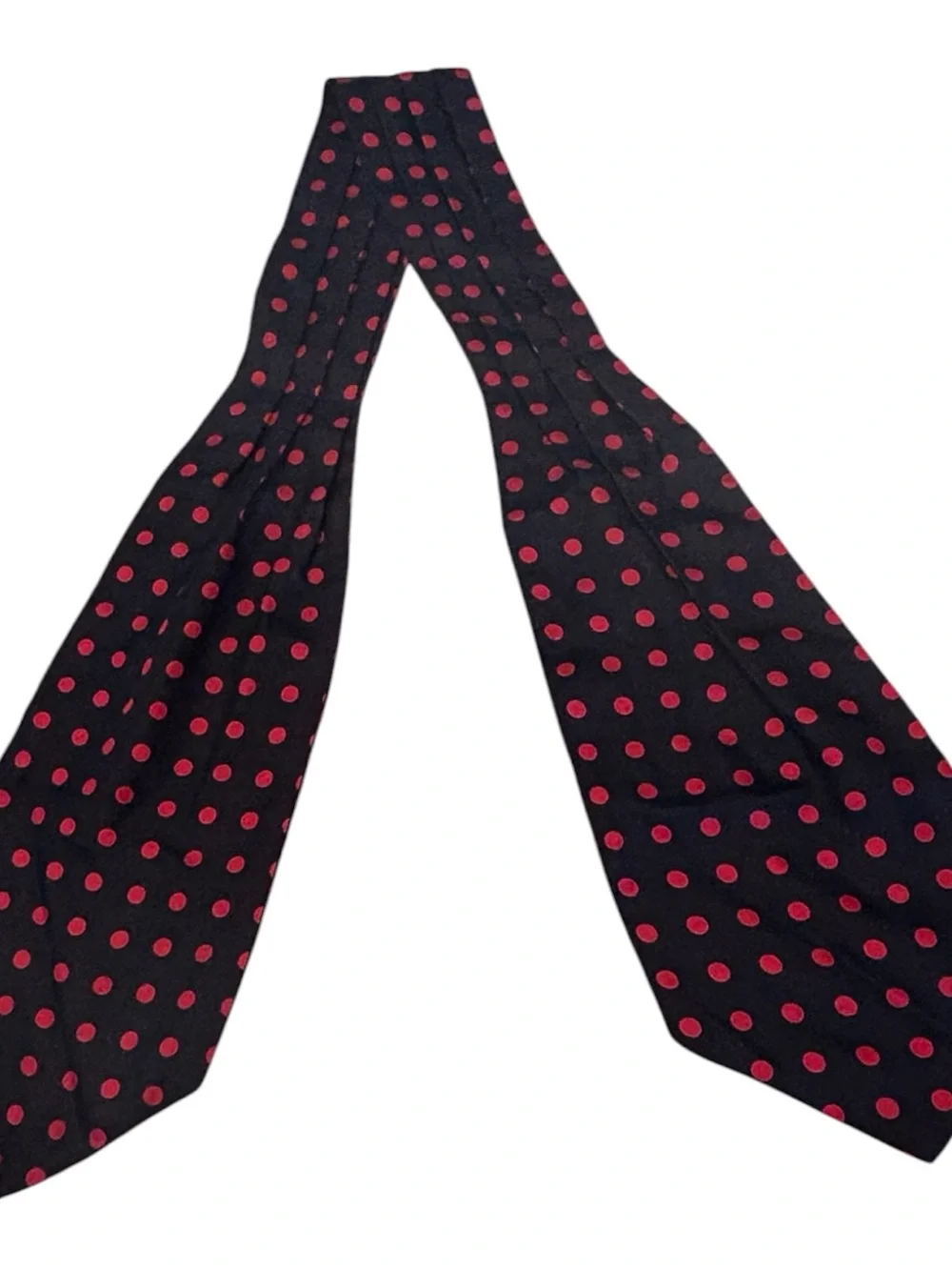 Vintage B. Altman & Co. Silk Polka Dot Scarf Navy and Red c. 1960s–1970s